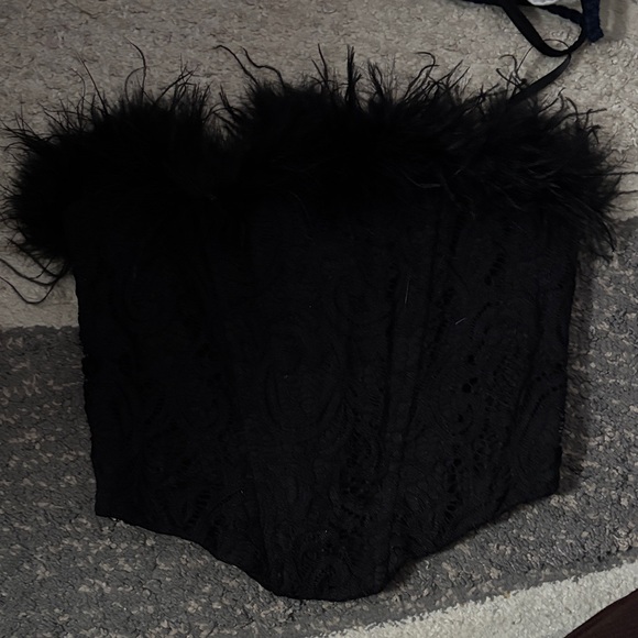 Windsor Tops - Windsor Black Feather-Trimmed Top